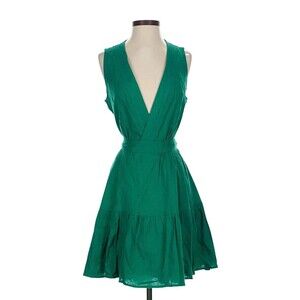 Christian Lacroix Wrap Dress Linen Green Size Small S Designer Quiet Luxury